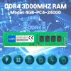 8GB KIT (2X4GB) DDR4 3000MHz Udimm Ram PC4-24000  1.2V CL15 288 Pin 1RX8 Dual Rank Non-ECC Unbuffered Desktop Computer Memory Ram Module Upgrade