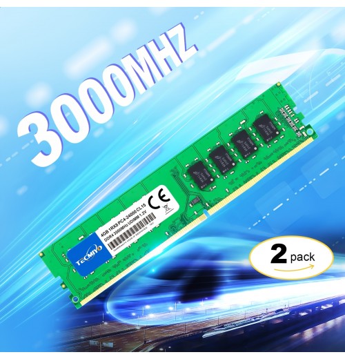 8GB KIT (2X4GB) DDR4 3000MHz Udimm Ram PC4-24000  1.2V CL15 288 Pin 1RX8 Dual Rank Non-ECC Unbuffered Desktop Computer Memory Ram Module Upgrade