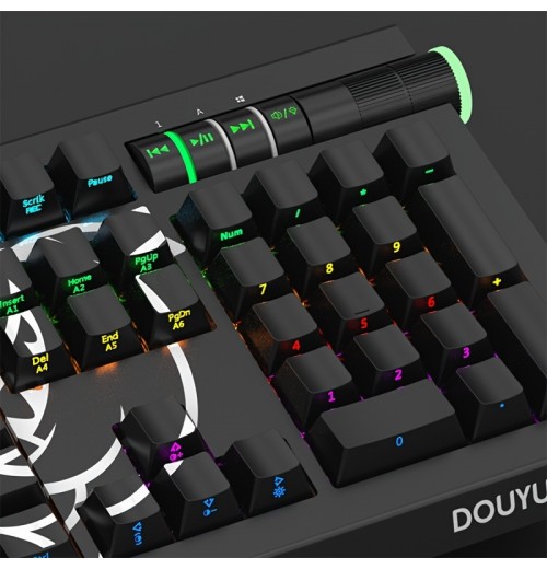 Heijue DKM800 Mechanical Keyboard Gaming Keyboard Side Engraved Keycap Alloy Panel Multimedia Knob RGB Light Effect